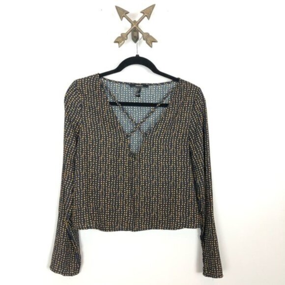 Forever 21 Black and gold Blouse Sz S - Picture 1 of 5